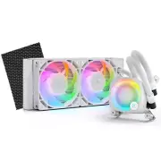 EKWB EK-Nucleus AIO CPU Cooler CR240 Lux and Microfibre Cloth, White