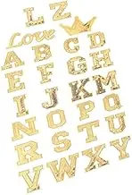 HEALSOPTHY 56pcs Sequin Gold Letter Patches Iron Embroidery Alphabet Appliques for Clothing Bags Crafts Safe and Material Creative Fashion Decoration