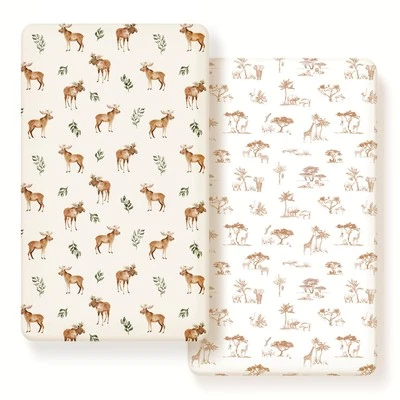 Stretch Ultra Soft Jersey Knit Fitted Crib Sheets Set 2 Pack, Universal Fit A...