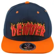 Top Level Denver City Colorado State Adults Men Fire Flames Snapback Hat Cap