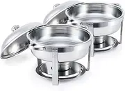 WILPREP 2pc Chafing Dish Buffet Set, Chafing Dishes for Buffet with 4 Full Size Food Pans, Chafing Dish Set with Foldable Frame, Food Grade Stainless Steel Food Warmers for Parties Buffets Banquets