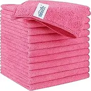 HOMEXCEL Microfiber Cleaning Cloth 12 Pack, Pink Premium Microfiber Towels for Cars, Lint Free, Scratch-Free, Highly Absorbent, Reusable Cleaning Rags for Car, Household, Kitchen, 11.5"X11.5"