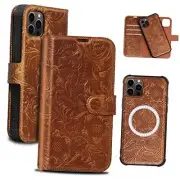 for iPhone 13 pro Wallet case 6.1, Genuine Leather 2 iPhone 13 pro（6.1) Brown