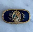 Vintage Estee Lauder Solid Perfume Compact Mini Royal Blue Enamel