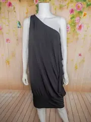 NWT JUST CAVALLI Gray Knit One Shoulder Dress Size 10 US 46 EU Y2K Club