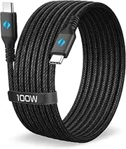[Zyron] 100W USB C Cable, 3m Long USB Type C to C Cable, 5A Fast Charging USB-C Cord, Durable Nylon Braided, USB2.0 Data Sync for MacBook Pro, Samsung, iPhone 16/15, iPad, Laptops, Switch (1, 3m)