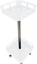 2-Tier Rotating Spice Rack, White Carbon Steel, 19.5 x 24 cm Storage Organiser, 360 Degree Rotation