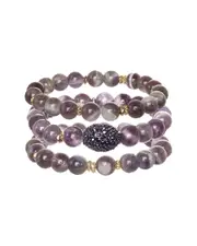 Rachel Reinhardt Amethyst Crystal Fireball Stretch Bracelet