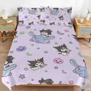 a1447 Kuromi Duvet Cover Set, 3 Piece Bedding Set 86x70" Double Sided Printing Decorative Comforter Cover Set (1 Duvet Cover + 2 Pillow Shams)" jfr144