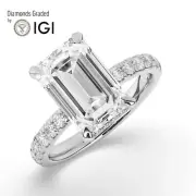 Emerald Hidden Halo Solitaire 950 Platinum Engagement Ring,5 ct, Lab-grown IGI