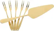 LIGIGWASH 1 Set Elegant Stainless Steel Cake Cutting with Server Dessert Forks for Serving Cakes Fruits at Weddings Anniversaries Special Occasions