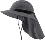 [LLmoway] Mens Mesh Flap Sun Hat UPF50+ Wide Brim Breathable Outdoor Fishing Cap
