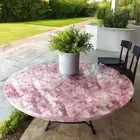 30" Luxury Rose Quartz Stone Coffee Tabletop Handmade Crystal Patio Centerpieces