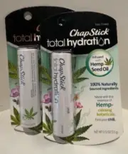 Lot of 2 ChapStick Total Hydration Hemp Seed Oil Lip Care-.12 oz- Fast