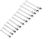 Ratcheting Wrench Set, 12Pcs Double End Wrenches with Movable Head, Chrome Vanadium Steel, 8 to 19mm, for Vehicle Repair and Household Use