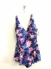 NWT Jaclyn Smith Size 16 Floral Ruffle Swim Trunk Beach Pool Women