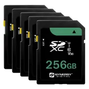 Synergy Digital 256GB, SDXC UHS-I Memory Cards - Class 10, U3 - Pack of 5