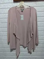 Neiman Marcus Women's Pink Open Front 3/4 Sleeves Draped Cardigan Size XS NWT