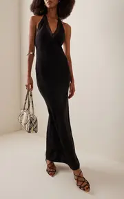 [St. Agni] Mesh-Trimmed Knit Maxi Dress
