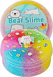 Bear Rainbow Snow Fizz Slime - Good Stretchy & Non-Sticky Crunchy Sensory Toy, Party Favors for Kids, Girls & Boys Gifts for Birthday Easter Hallowmas Christmas