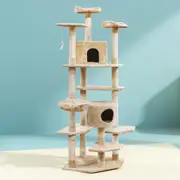 203cm i.Pet Cat Tree Tower Scratching Post Scratcher Condo Trees House Bed Beige
