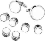 IPINK-Mens Cufflinks and Studs Set Tuxedo Formal Kit Shirts Business Wedding ...