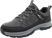 [SJJH] Men's Vintage Casual Hiking Shoes - Waterproof, Breathable Fabric, Sturdy Outsole, Lace-Up Design for Outdoor Adventures and Everyday Comfort