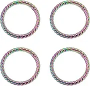 Briny River Pack of 4 Rainbow O-Ring Hooks with Spring Opening Snap Clip 1 1/2 Inch Inner Diameter 38 mm Outer Diameter 48 mm