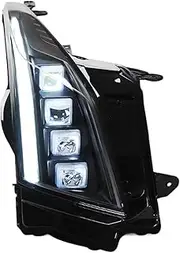 Car Light LED Headlight Projector Lens Headlight Front DRL Dynamic Signal Auto Parts Compatible Cadillac ATS 2014-2020(Devil Eye White)