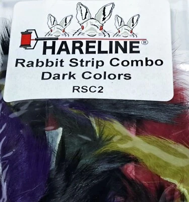 Hareline Fly Tying Rabbit Strips Zonker Combo 3 Styles Light Dark Bright Colors