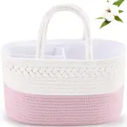 Baby Diaper Caddy,Nursery Storage Bin & Car Organizer- Diapers Wipes,Rope Basket