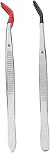 COHEALI 2pcs Stainless Steel Curved Tweezers for Jewelry Making Crafts and Laboratory Work Durable and Safe Precision Tools with Bent Tips