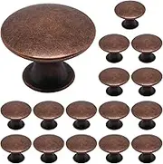 SWZHAI 16 Pcs Oil Rubbed Bronze Cabinet Knobs, Round Dresser Knob Kitchen Drawer Knobs, Single Hole Cupboard Door Knob Dresser Drawer Pulls Handles