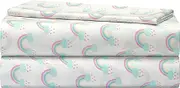 3 Piece Sheet Set, Including Top Sheet, Fitted Sheet and Pillow Case, Rainbow Print, Twin,Multicolor