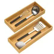 Bamboo Drawer Organizer, Stackable Utensil Organizer for Kitchen, Bamboo Stor...