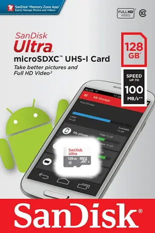 SanDisk 128GB 128G microSDXC【100MB/s 灰】Ultra microSD micro SD SDXC UHS UHS-I Class 10 C10 SDSQUNR-128G 記憶卡 手機記憶卡