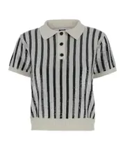 MSGM Sequin Embellished Short-Sleeved Sweater Gray