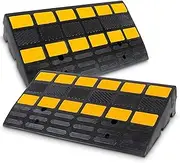 PYLE Car Vehicle Curbside Driveway Ramp-2PC Heavy Duty Rubber Threshold Bridge Track Curb Ramp, for Loading Dock, Garage, Sidewalk, Truck, Scooter, Bike, Motorcycle, Wheelchair Mobility-Pyle PCRBDR44