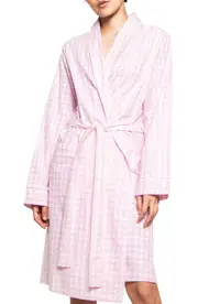 Petite Plume Women's Gingham Cotton Robe in Pink at Nordstrom, Size Medium