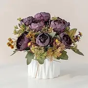 Artificial Flowers with vase, Artificial Flowers in Vase, Fake Flowers Home Flower Arrangement, Balcony, Hallway, Garden, Bedroom, Living Room, Dining Table Decoration Flower A138 (Purple)