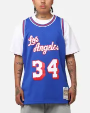 [MITCHELL & NESS] Mitchell & Ness Los Angeles Lakers Shaquille O'neal #34 'Flags Collection' Jersey Blue - Size 2XL 2XL Blue