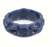 NWT Patricia Nash Midnight Blue Carved Floral Resin Bangle Bracelet