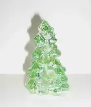 Mosser Glass Apple Green Carnival 2.75" Mini Christmas Tree Figurine Made In USA
