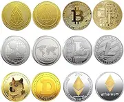 Krisler Bitcoin Coin Collector Gift Set for Physical Cryptocurrency | Bitcoin (BTC), Ethereum (ETH), Litecoin (LTC), Ripple (XRP), EOS (EOS), Dogecoin (Doge), Gold and Silver (6 Pack)