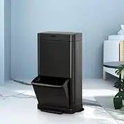 Devanti Rubbish Bin 70L Sensor White Metal Body Kitchen Trash Bins, Home Appliance, Senor-Operated Liner Holder Fully Closed Lid Fingerprint Resistant Black