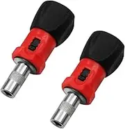 TorSor 2 Pack Mini Ratchet Wrench Premium Lightweight Pocket Key Ratchet with L R Switch Screw Bit Driver Holder Magnetic 1/4 Hex Socket 75mm Short and Stubby Wrenches Anti-slip Handle