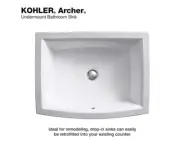Kohler Archer 19-7/8" Undermount Bathroom Sink with Overflow | White | K-2355-0