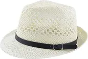[HAMKVBPR] Men's Jazz Hat Summer Pure Handmade Woven Hollow Hat Casual Rolled Edge Jazz Hat Sunscreen Breathable Hat Mens Panama Hat