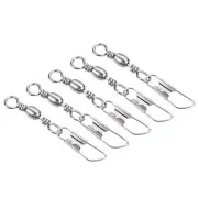 Fishing Barrel Swivel with Safety Snap, 100Pcs 17lb Carbon Steel, Silver