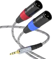 3.5 mm TRS to Dual XLR Male Pro Stereo Breakout Cable, 1/8" TRS Stereo to 2 XLR Male Y Splitter Patch Microphone Cable, 10 Feet - JOLGOO